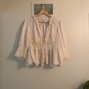 NWOT Free People Cream Lace Blouse